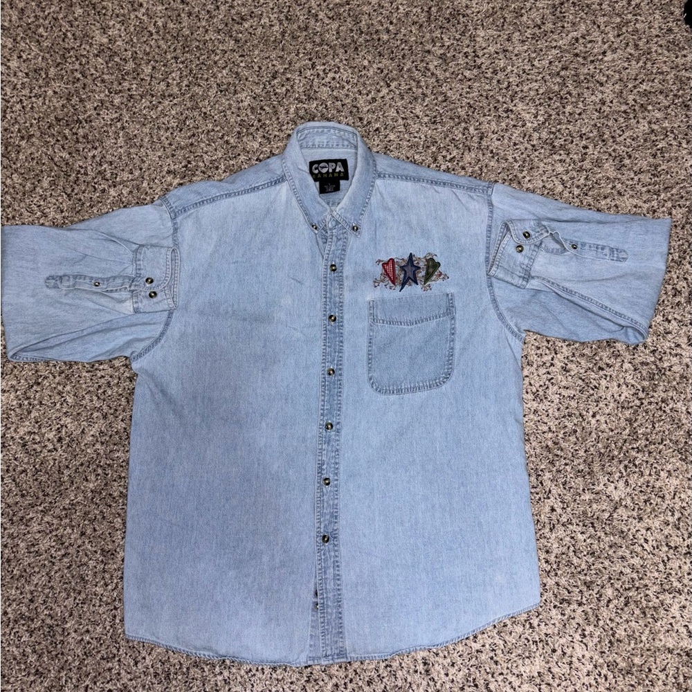Vintage 90s Copa Banana light wash denim button up